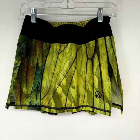 InkNBurn Green Dragonfly Wing Running Skort Womens 6 Green Yellow Print Athletic - Picture 1 of 6